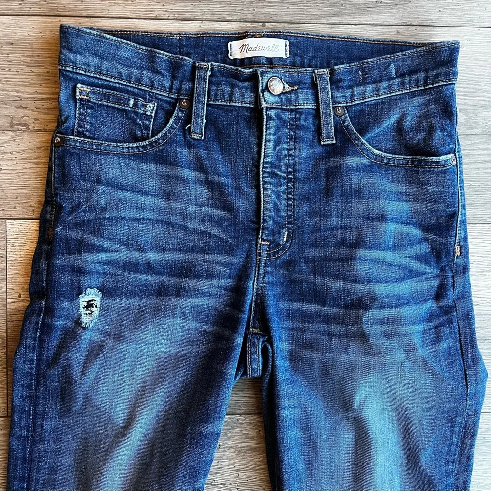 Madewell Women’s Distressed 9” High Rise Skinny Jeans Dark Medium Wash Size 28